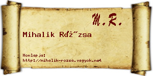 Mihalik Rózsa névjegykártya